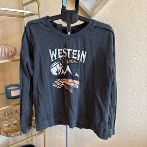 Rock & Roll Cowgirl Western Dream Sweatshirt XXL Charcoal Graphic Crewneck